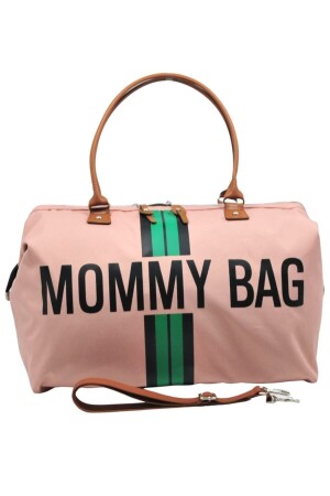 Mommy Bag Tasarım Çizgili Pudra Anne Bebek Bakım Ve Kadın Çantası - 3