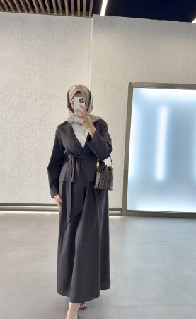 Mona Etekli Keten Takım - Antrasit - Duendeca