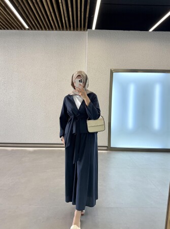 Mona Etekli Keten Takım - Lacivert - Duendeca