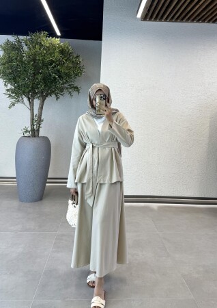 Mona Etekli Keten Takım - Taş - Duendeca