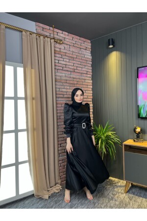 Mona Hijab Abendkleid Schwarz - 2