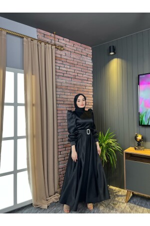 Mona Hijab Abendkleid Schwarz - 3