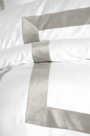 - Monarch Velvet Banded 210 Tc Cotton Satin Double Duvet Cover Set N. SET 04 - 3