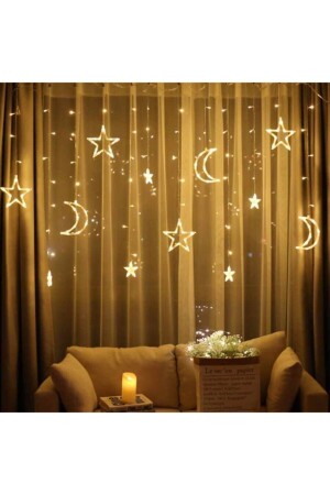 Mond-Stern-Vorhang, LED-Licht, 8 animierte Plug-in-hinzufügbare Organisation, Party, Hochzeit, Dekoration, Ornament, LEDREYONMOONSTARCURTAIN - 5