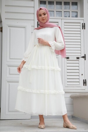 Monica Beyaz Şifon Elbise GZC1MONCA60 - 1