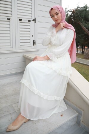 Monica Beyaz Şifon Elbise GZC1MONCA60 - 6