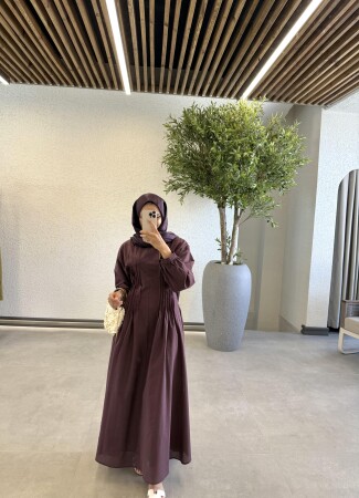 Monika Bel Detay Elbise - Bordo - Duendeca