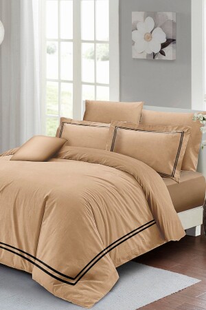 مجموعة من المنسوجات الفاخرة القطن الساتين البني - Monohome