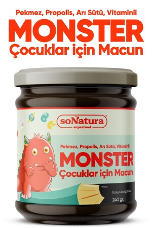 Monster Kids Çocuklar Için Macun (PROPOLİS- ARI SÜTÜ VE VİTAMİNLİ) 240 Gr. - Sonatura