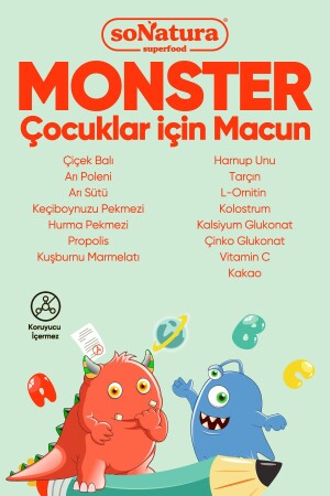 Monster Kids Çocuklar Için Macun (PROPOLİS- ARI SÜTÜ VE VİTAMİNLİ) 240 Gr. - 2