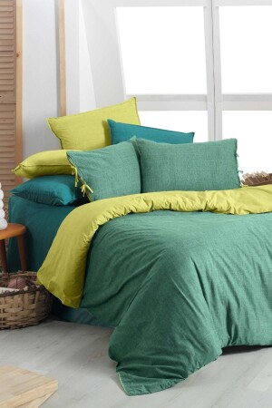 Montes Green Double 100% Cotton Fancy Popeline Duvet Cover Set SAREV. 3180647003 - 1