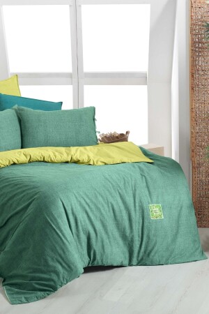 Montes Green Double 100% Cotton Fancy Popeline Duvet Cover Set SAREV. 3180647003 - 3