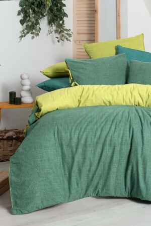 Montes Green Double 100% Cotton Fancy Popeline Duvet Cover Set SAREV. 3180647003 - 4