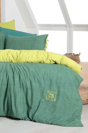 Montes Green Double 100% Cotton Fancy Popeline Duvet Cover Set SAREV. 3180647003 - 5