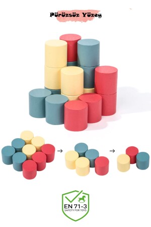 Montessori 3D-Zylinder, der pädagogisches Holzspielzeug anordnet – Holzgebäude-Puzzleblöcke q3 - 5