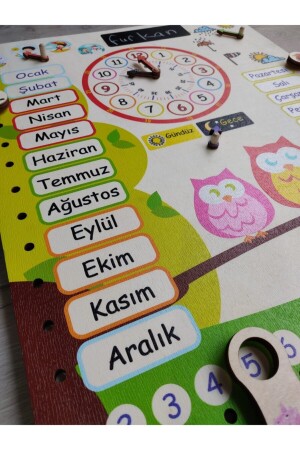 Montessori Ahşap Saatli Eğitici Takvim Günler, Aylar, Mevsimler, Hava Durumu, Rakamlar ankbttkrnk - 3