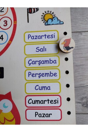 Montessori Ahşap Saatli Eğitici Takvim Günler, Aylar, Mevsimler, Hava Durumu, Rakamlar ankbttkrnk - 4