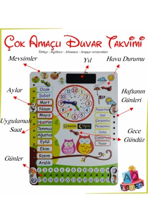 Montessori Ahşap Saatli Eğitici Takvim Günler, Aylar, Mevsimler, Hava Durumu, Rakamlar ankbttkrnk - 2