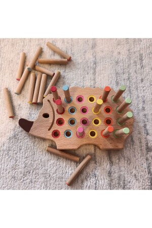 Montessori Ahşap Tak Çıkar Kirpi Rengarenk - Kikadu