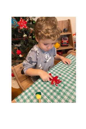 Montessori Ahşap Yılbaşı Çam Ağacı Süsü Boyama Etkinlik Seti - 2