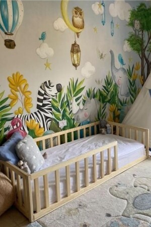 Montessori Bebek Ve Çocuk Karyolası Unisex Doğal Ahşap Yatak MYLH - 1