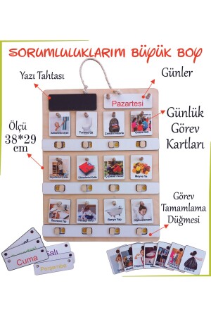 Montessori Büyük Boy Sorumluluk Alma Beceri Ve Görev Tablosu Günlük Rutinim anke31494 - 1