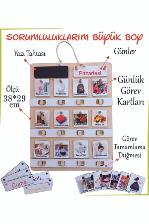 Montessori Büyük Boy Sorumluluk Alma Beceri Ve Görev Tablosu Günlük Rutinim anke31494 - 2