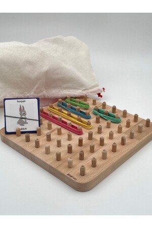 Montessori Eğitici Ahşap Oyuncak – Geoboard - Lastik Geçirme Çocuk Oyuncağı 034 - zoziva