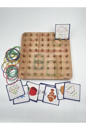 Montessori Eğitici Ahşap Oyuncak – Geoboard - Lastik Geçirme Çocuk Oyuncağı 034 - 6