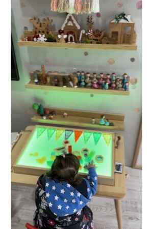 Montessori Işıklı Etkinlik Ve Oyun Masa (AYAKSIZ) 1 Yaş 16 Renk Ahşap Light Table (TABLA) ımtt - 8