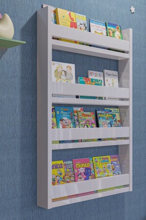 Montessori-Kinderzimmer-pädagogisches Bücherregal mit 4 Regalen, dekoratives Wandregal QZU_02 - 4