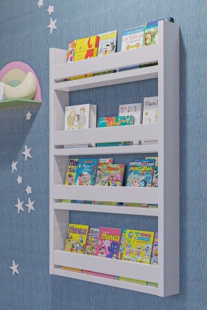 Montessori-Kinderzimmer-pädagogisches Bücherregal mit 4 Regalen, dekoratives Wandregal QZU_02 - 6