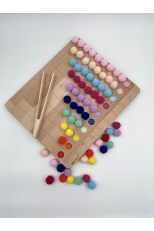 Montessori-Pädagogisches Holzspielzeug – Bunte Filzbälle zum Lernen der Zahlentafel 026 - 5