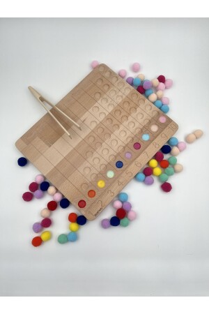 Montessori-Pädagogisches Holzspielzeug – Bunte Filzbälle zum Lernen der Zahlentafel 026 - 6