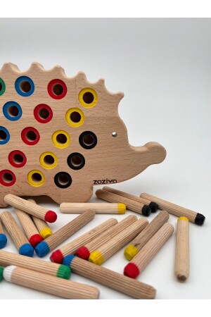 Montessori-Pädagogisches Holzspielzeug – Steckbares buntes Igelspielzeug aus Holz - 7