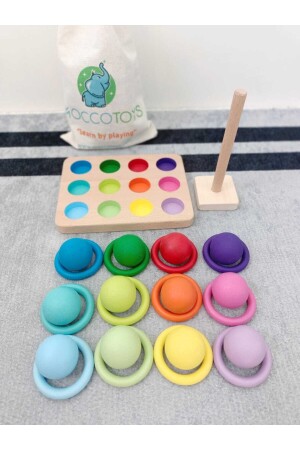 Montessori passendes Bälle- und Ring-Set, Massivholz-Spiel G12205818000123 - 4