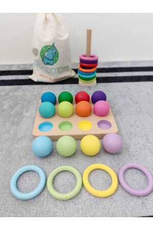 Montessori passendes Bälle- und Ring-Set, Massivholz-Spiel G12205818000123 - 6