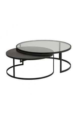 Monza Doppel-Couchtisch, Rauchglas / schwarzes MDF, 562021 - BETA AKSESUAR