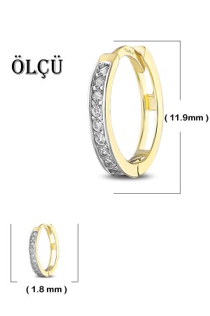 Moom Jewellery Damen-Ohrringe aus 14 Karat Gold, minimalistischer Zirkonstein, moderne Creolen aus Gold, 12 mm - 7