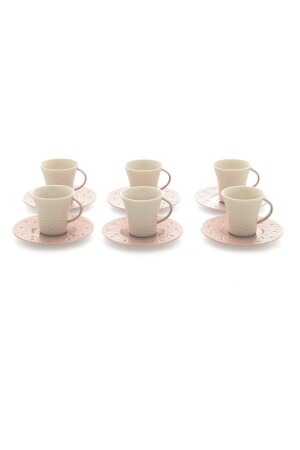 Moon 12-teiliges türkisches Kaffeeset für 6 Personen, Rosa, NBNMN12KT9970 - 1