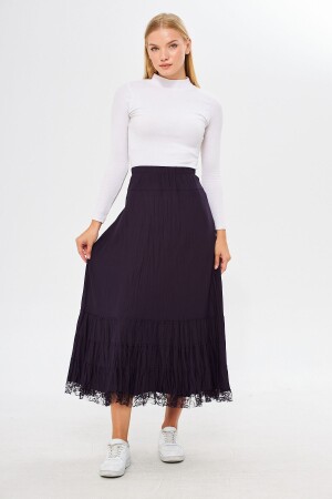 Mor Uzun Katlı Etek- Çingene Eteği- Pamuklu Etek- Büyük Beden Etek- Rahat Kalıp Etek- Tesettür Etek - Comstar