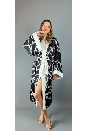 Morgenmantel Kimono aus Satin - 2