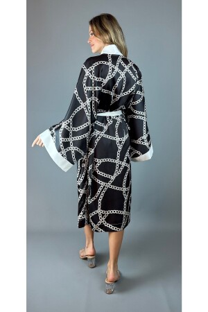 Morgenmantel Kimono aus Satin - 4