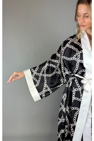 Morgenmantel Kimono aus Satin - 5