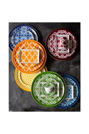 Morocco Desen Karma Renk 24 Parça 6 Kişilik Yemek Takımı P04A+P021368 - 2