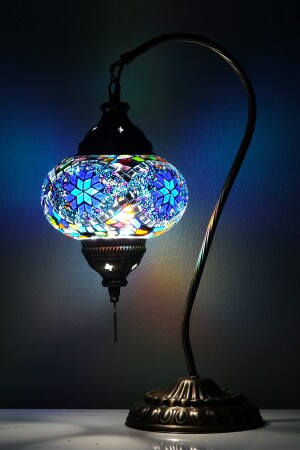 Mosaik bestickter Lampenschirm, Nachttischlampe, Mosaik türkische Beleuchtung, Sultan Lampe KUGU0301 - 8