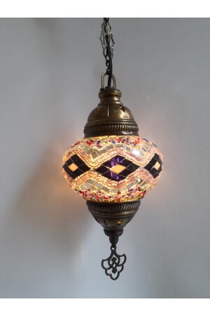 Mosaik-Kronleuchter, authentische türkische Lampe, dekorativer Kronleuchter, Glas zweiter Größe, 60 cm, turkishlamps12356 - 3