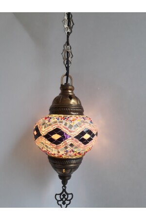 Mosaik-Kronleuchter, authentische türkische Lampe, dekorativer Kronleuchter, Glas zweiter Größe, 60 cm, turkishlamps12356 - 4