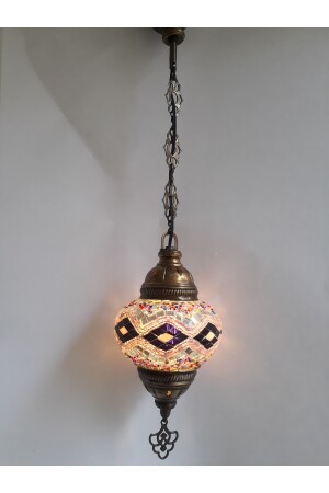 Mosaik-Kronleuchter, authentische türkische Lampe, dekorativer Kronleuchter, Glas zweiter Größe, 60 cm, turkishlamps12356 - 5