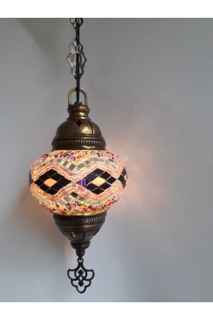 Mosaik-Kronleuchter, authentische türkische Lampe, dekorativer Kronleuchter, Glas zweiter Größe, 60 cm, turkishlamps12356 - 6